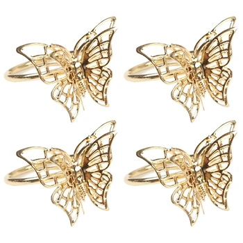 

Napkin Rings Set of 4 Gold Butterfly Napkin Rings Napkin Holders for Wedding Banquet Dinner Decor Favor Tabletop Adornment Holde