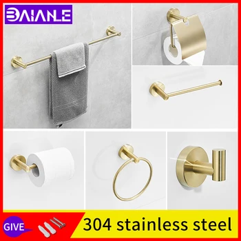 

towel rack set golden bathroom stainless steel towel bar wall mount holder coat hooks shelve storage rack washroom towel ring
