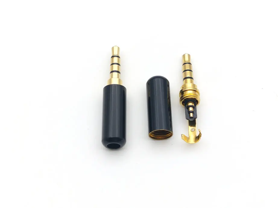 100pcs BRASS 1/8" 3.5mm male 4 pole stereo plug Repair Headphone Cable Solder CONNECTOR New