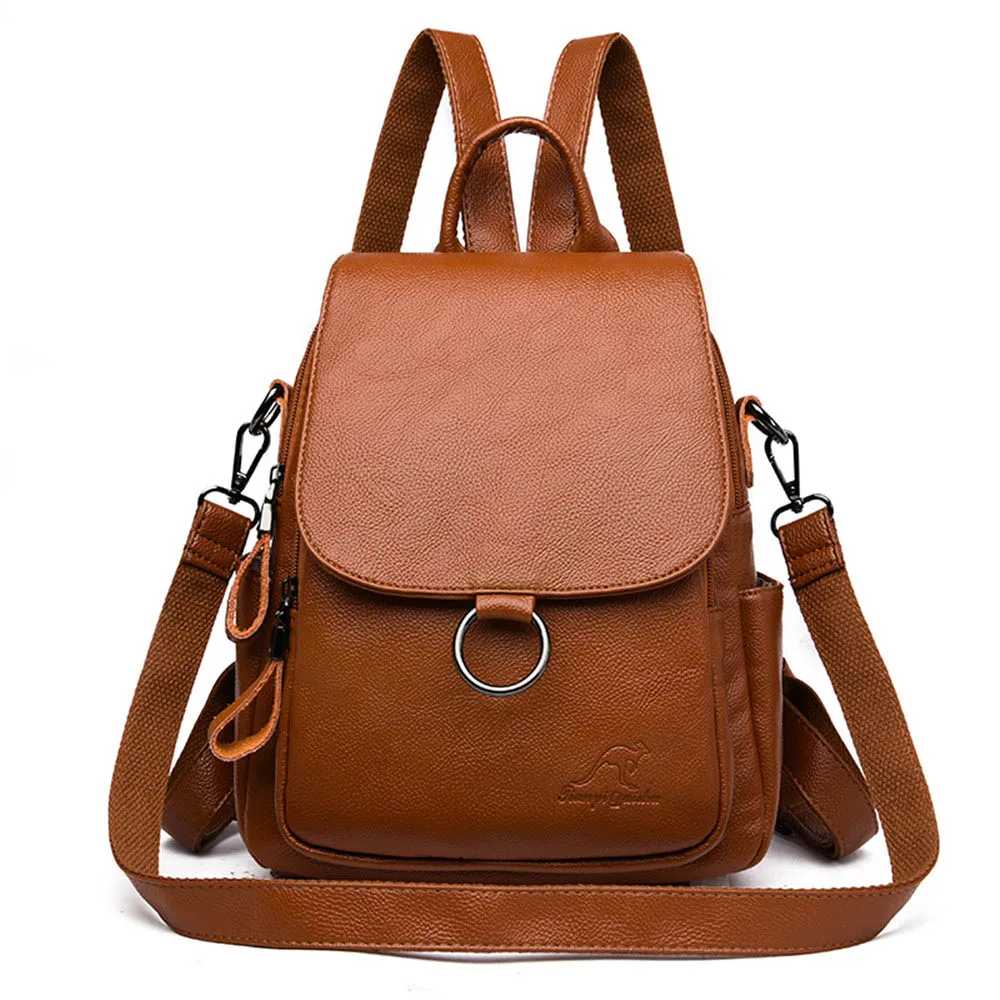 

Brand 2019 New Laptop Backpack Women Leather Luxury Female Classic Backpack For Teenage Girls Satchel School Bag Sac A Dos Femme