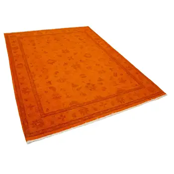 

180x234 Cm Orange Handmade Overdyed Large Area Rug-6x8 Ft