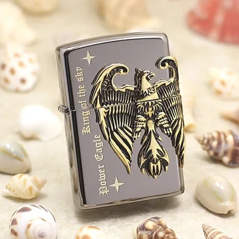 

Genuine Zippo oil lighter copper windproof Golden 3D Power Eagle cigarette Kerosene lighters Gift With anti-counterfeiting code