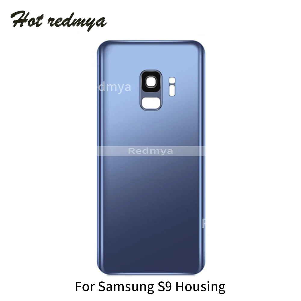 10 шт. Корпус для SAMSUNG Galaxy S9 G960 G960F сзади Батарея Дверь чехол Задняя Стекло+ Камера Стекло рамка объектива+ Стикеры - Цвет: S9 Blue