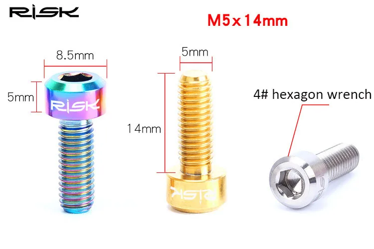 RISK 2 шт. M5* 14 мм Титан Ti тормозной рычаг болты для MTB фиксирующие болты для рычага переключения передач для болтов Тормозная ручка болт велосипедные части M5 x 14 мм