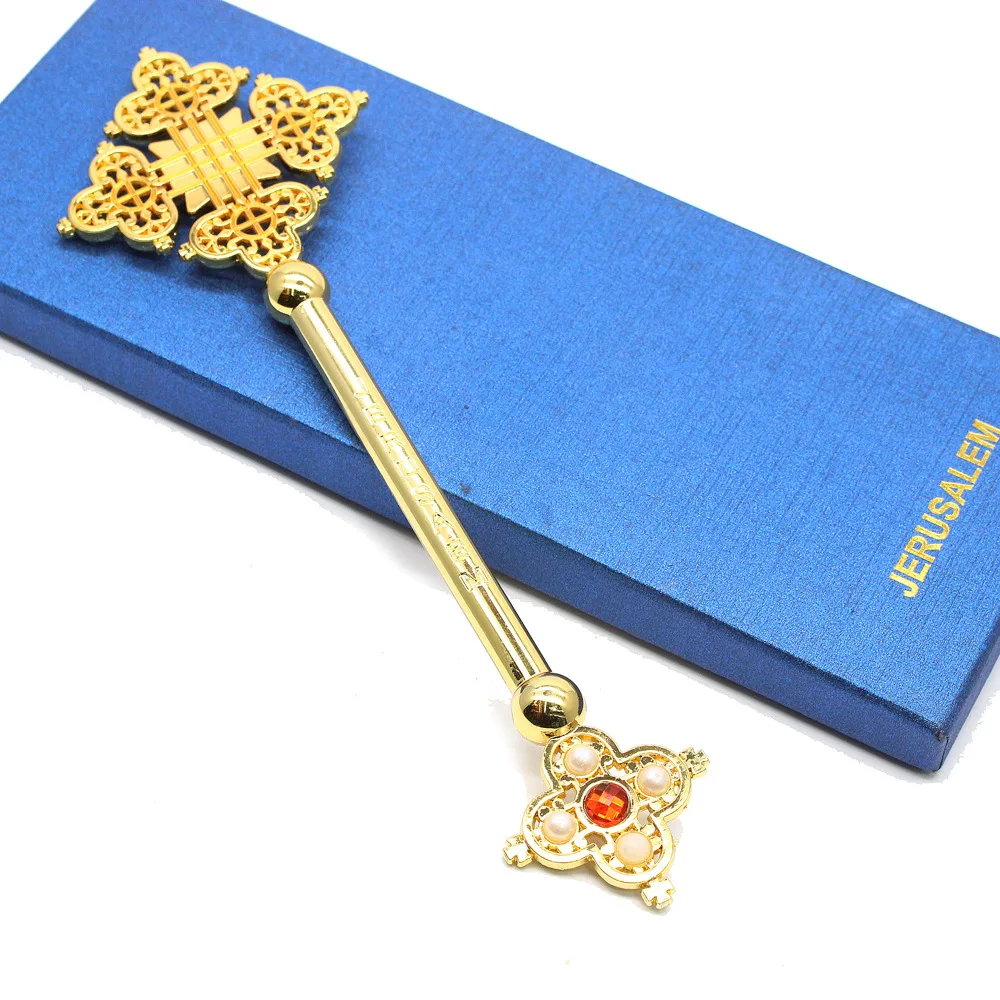 Prayer Ceremony Cross Alloy Christ Church Prayer Supplies Catholic Decoration Gifts Gold and silver colors 22 cm