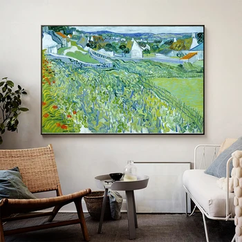 

Van Gogh Vineyards with a View of Auvers Oil Painting on Canvas Posters and Prints Cuadros Wall Art Pictures For Living Room
