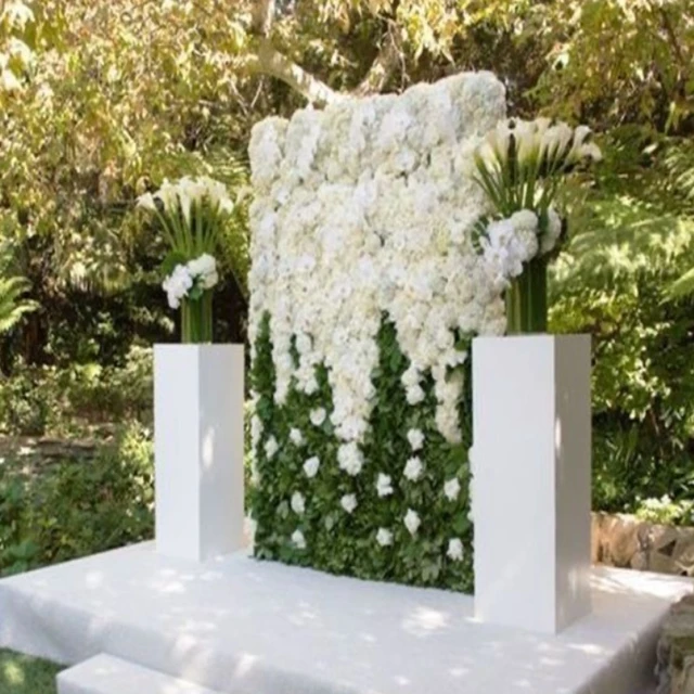 

3pcs/set)Different tall wedding supplies mental square pillars wedding plinths white pedestal flower aisle cake stand qq090