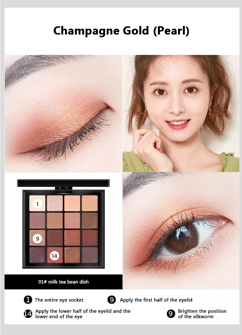 16 Color Eyeshadow Marble Dish Eye Makeup Waterproof Mineral Powder Shimmer Eye Shadow Make up Palette Cosmetics For Women