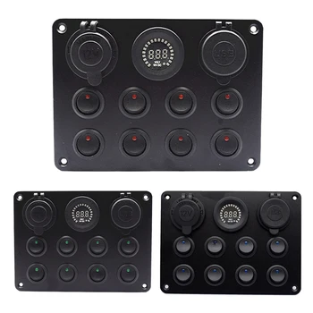 

1Pc 12V RV Car Marine Boat 8 Gang Waterproof Circuit Breaker Toggle Switch Panel for Car Boat RV Truck ATV UTV Camper Caravan