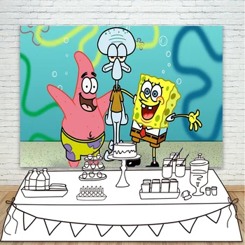 

SpongeBob SquarePants Background For Photographic Patrick Star and Squidward Tentacles Photo Background For Baby Shower Banner