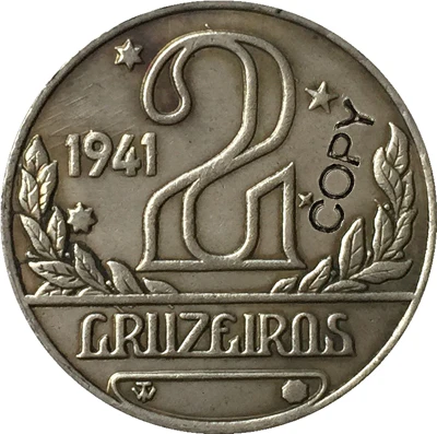 

1941 NICKEL Brazil 2 BRZ coins COPY COINS 25.2MM