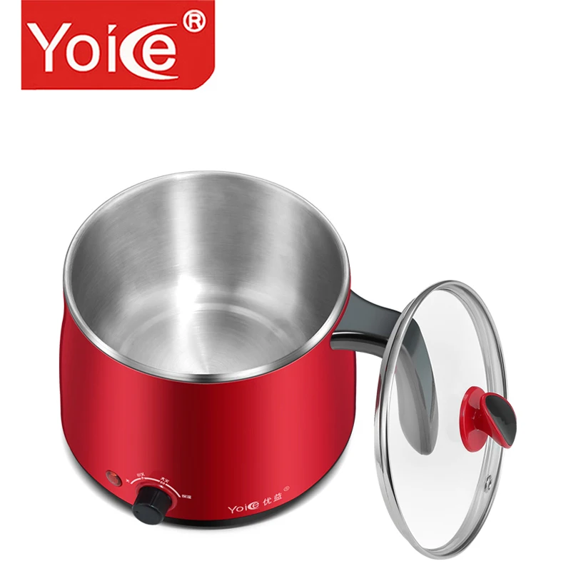 Yoice Y-DZG12, 600 л, мини, многофункциональный, Электрический горшок для приготовления пищи, портативный, для приготовления пищи, 220 Вт, 304 в, нержавеющая сталь, красный, для студентов, Hotpot