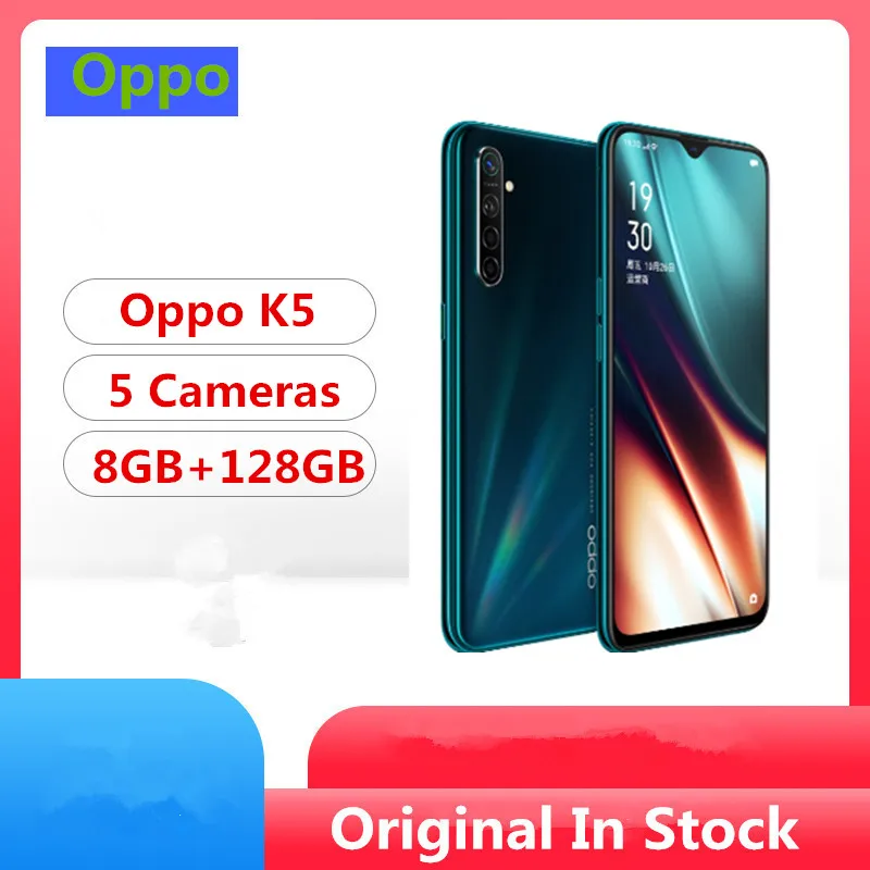 

Oppo K5 4G LTE Smart Phone Snapdragon 730G Android 9.0 6.4" 2340x1080 8GB RAM 256GB ROM 64.0MP+8.0MP+2.0MP+2.0MP+32.0MP 30W VOOC