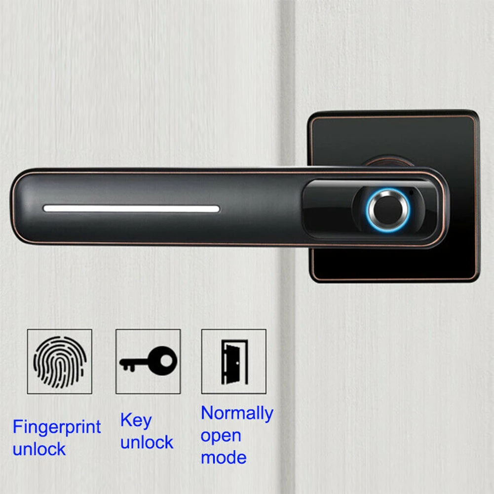 Биометрический замок для защиты от кражи, чувствительный полупроводник, зарядка через usb, сканер отпечатков пальцев, умный электронный офисный замок из нержавеющей стали - Цвет: Черный