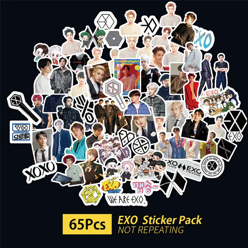 KPOP EXO 65pcs/set Ocean View Waterproof Stickers Fridge XIUMIN SUHO Baekhyun CHANYEOL Fans Collection b210 | Тематическая одежда