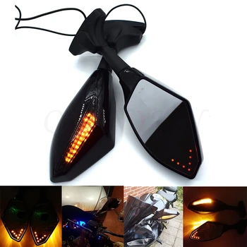 

Universal Motorcycle Rear View Side Wing Mirrors w/ LED Turn Signal Light For HONDA PCX 125/150 PCX125 PCX150