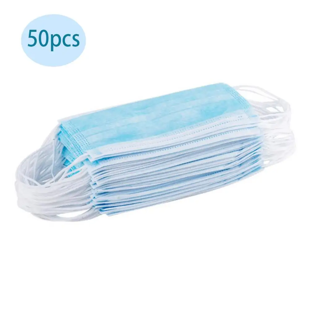 

50pcs Hot Mask Three-layer protective civilian mask High efficiency filtration Efficient barrier smooth adjustable 3D fitting