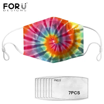 

FORUDESIGNS Hot Style Masks Colorful Circle Spiral 3D Printed Mouth Cover Anti Haze Masks Face with 7pcs Filters Mascarilla