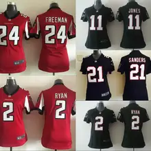 Сшитая женская футболка с вышивкой и логотипами, для женщин, 2, Matt Ryan 11, Julio Jones 21, Deion Sanders 24, Devonta Freeman