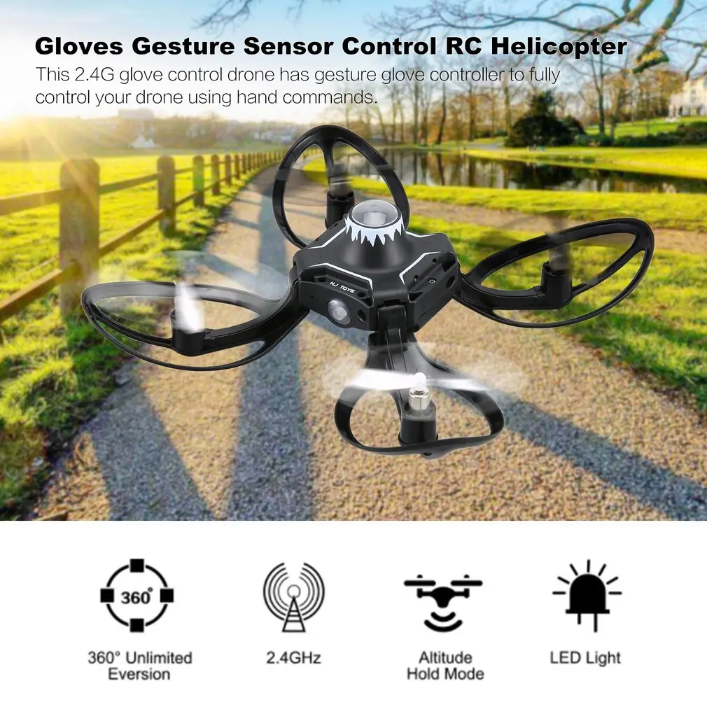 2,4 г 4 канала перчатки датчик жестов управление интерактивный миниатюрный Дрон Квадрокоптер ручной Датчик управления RC вертолет