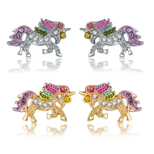 Классические серьги-гвоздики в виде пони из мультфильма для женщин, аксессуары, ювелирные изделия, женские очаровательные серьги в виде единорогов для девочек, подарок на день Святого Валентина