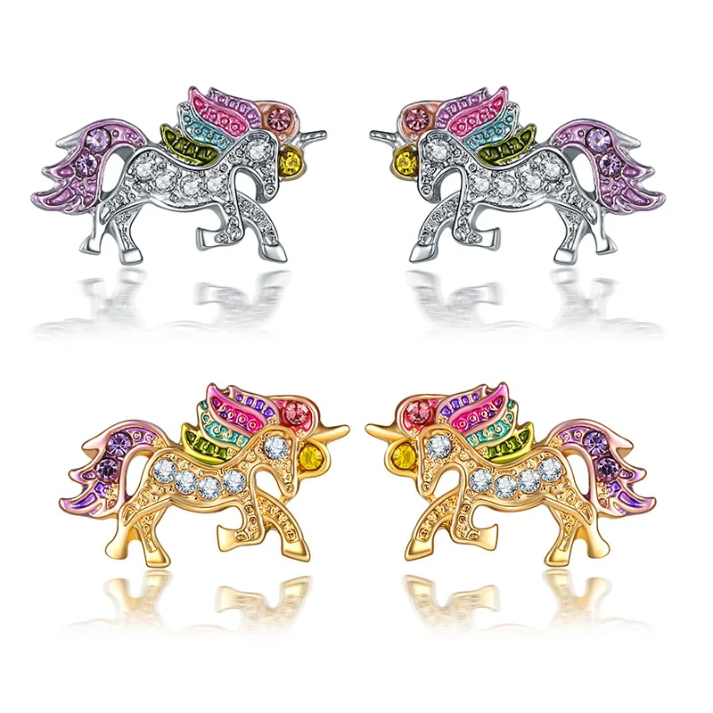 Женские классические серьги гвоздики в виде мультяшного пони аксессуары