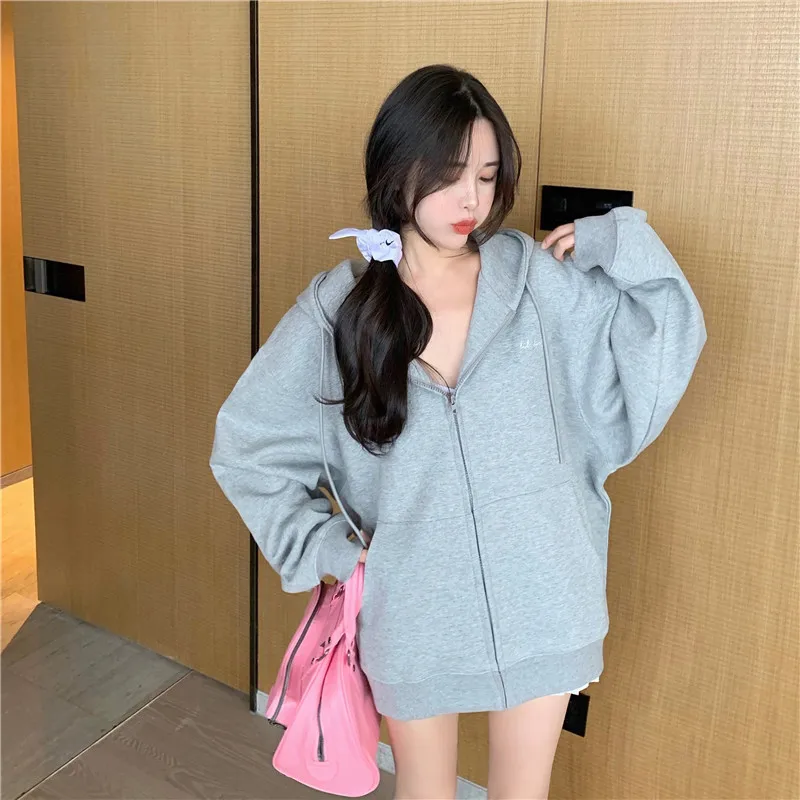 

2020 autumn and winter new simple and versatile hooded loose mid-length letters long-sleeved sweatershirt All-match good-looking