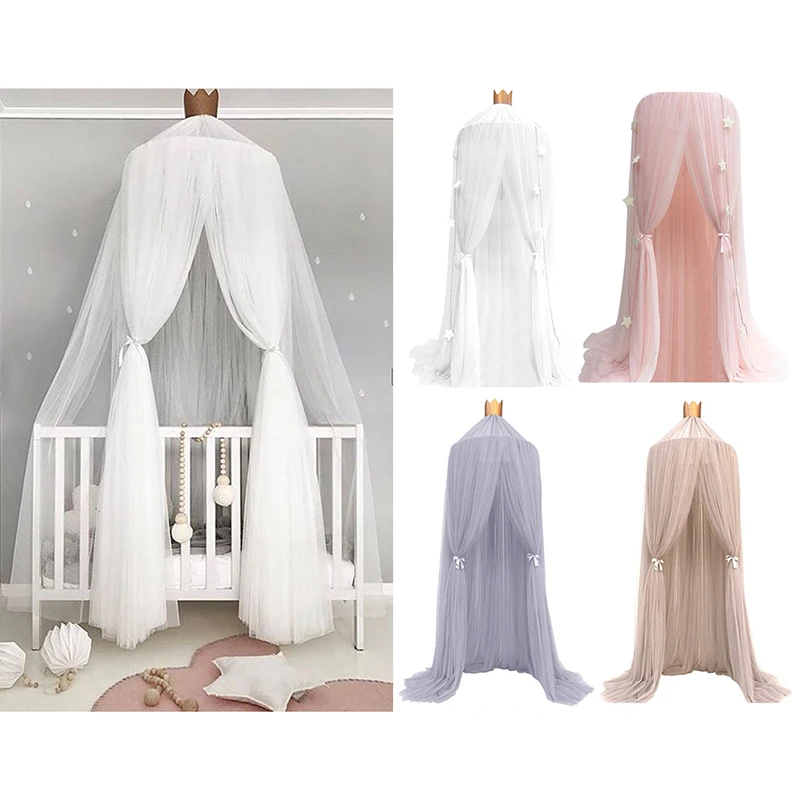 

Princess Style Hanging Baby Bedding Dome Bed Canopy Mosquito Net Bedcover Curtain With Stars Kids Playing Net Home Decor
