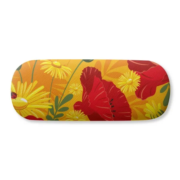 

Canvas Flowers Plant Painting Corn Poppy Glasses Case Eyeglasses Clam Shell Holder Storage Box