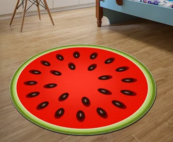 

Watermelon Fruit Round Carpet Soft Carpets Anti-slip Rugs Computer Chair Mat Door Floor Mat for Home Kids Room