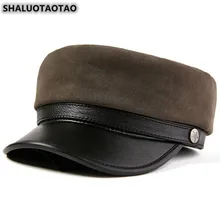 SHALUOTAOTAO новые мужские плоские кепки шляпа из натуральной кожи осенние модные армейские Кепки из овечьей кожи для женщин элегантные брендовые бейсболки s