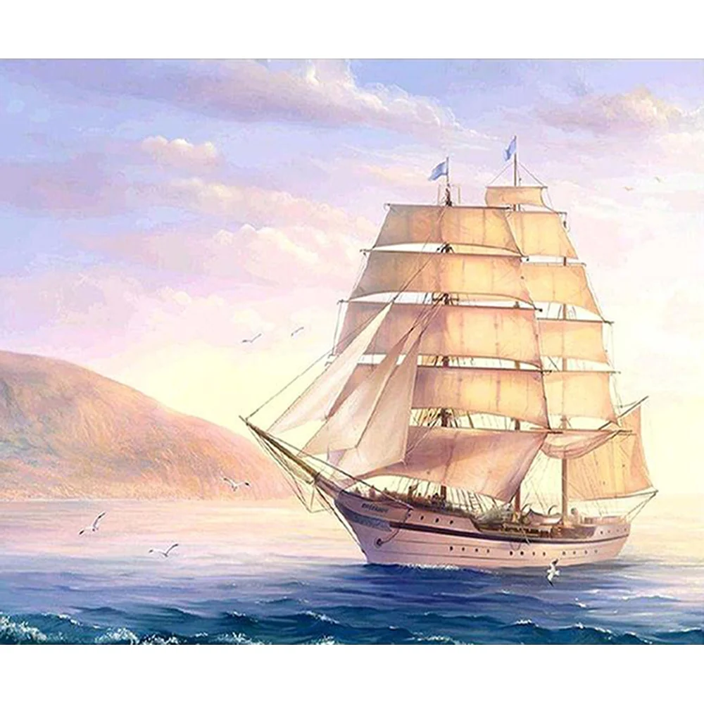 Алмазная 5D картина MEIVN сделай сам парусник с морской чайкой полноразмерная