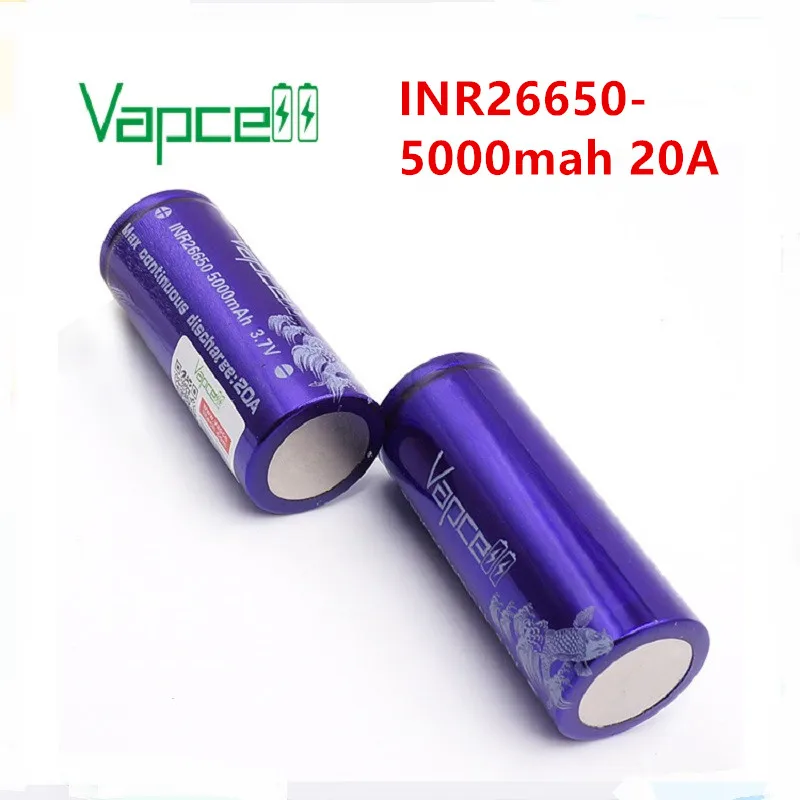 Оригинальные аккумуляторы Vapcell 26650 5000 мА · ч 20 А INR26650 3 7 В литиевые аккумуляторные