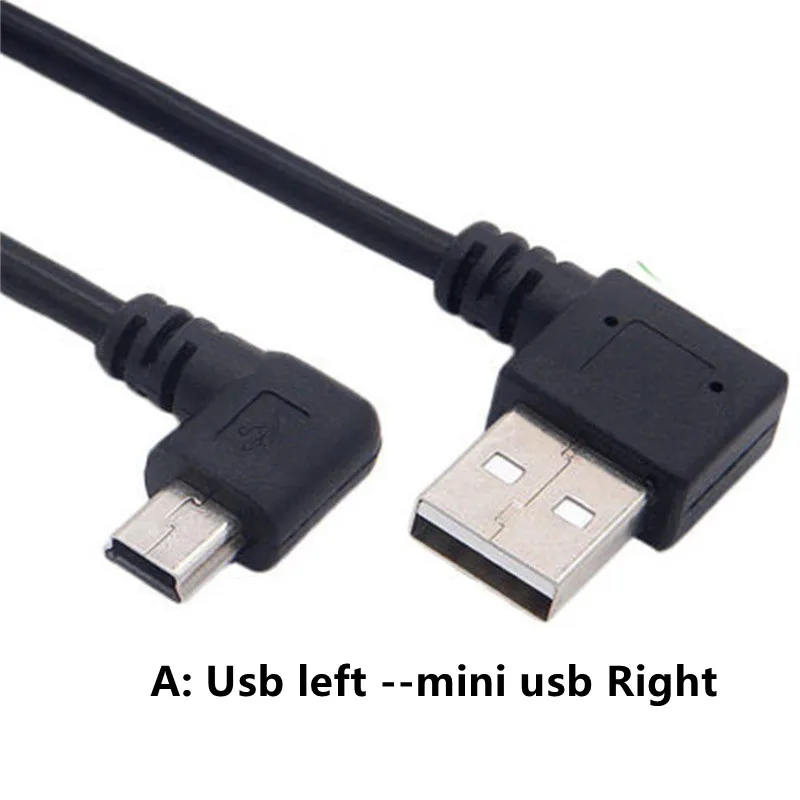 Мини USB-кабель с прямым углом 90 штекер-штекер USB-USB кабель синхронизации данных зарядки 0,2 м