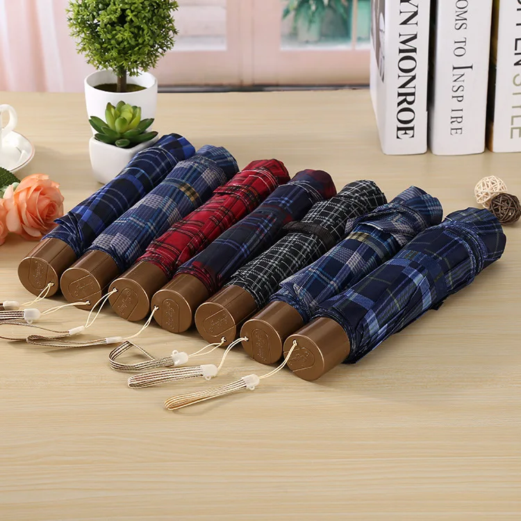 

Ultra-Large Size Business Plaid Umbrella Extra-large Reinforced Ten Bone Sun-resistant Three-fold Umbrella Folding Household Lar