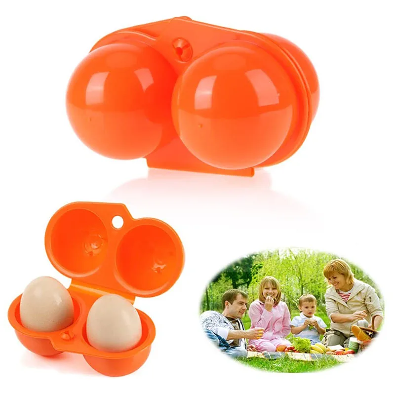 Portable Egg Storage Box 2 Trays Egg Case Carrier Container Hard Boiled Holder Camping Carrier for Barbecue Camping