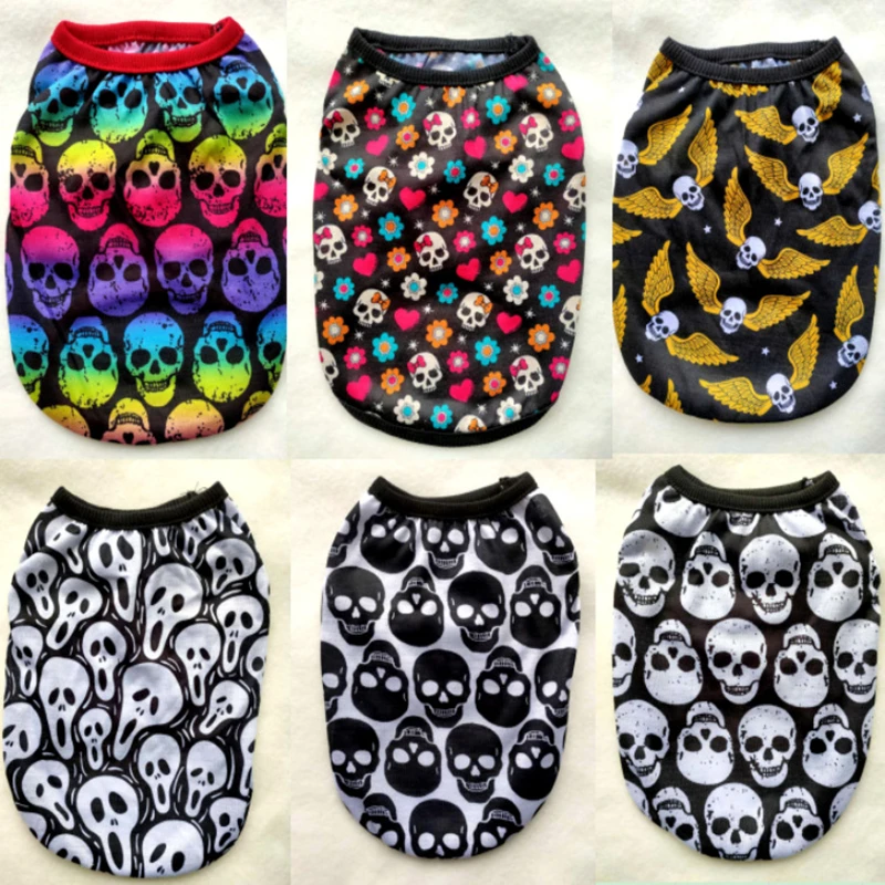 

Summer Pet Dog Vest Clothes Cartoon Skull Vest Clothes for Dogs Cat T-shirt Soft Puppy Dogs Clothing Shirt Vest 2XS-5XL