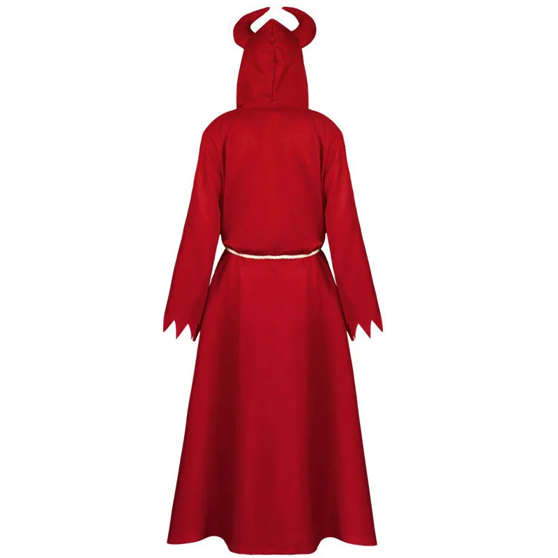 Medieval Men Women Adult Devil Grim Reaper Death Costume Halloween Cosplay Gothic Hood Robe Dress Horror Satan Outfit Carnival