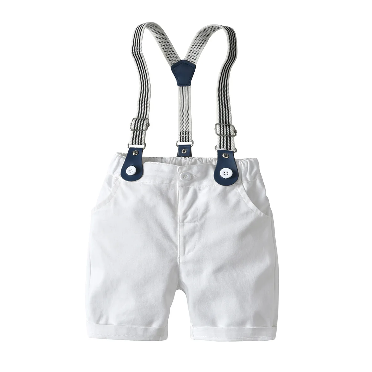 

Summer Childrenswear New Style Set INS BOY'S Gentleman Short Sleeve Plaid Shirt Suspender Pants Set Gentleman Four-Piece