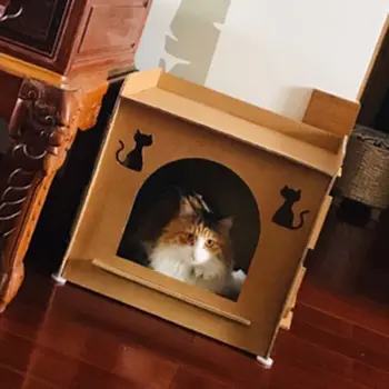 

Pet Cat Scratcher Kitten Cat House-shaped Nest Sleeping Bed Paw Grinding Chew Toy