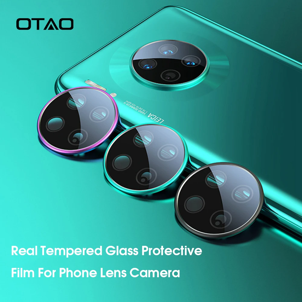 

OTAO Camera Lens Screen Protector On For Huawei Mate 30 Pro Tempered Glass Film Full Cover Metal Protection Ring Phone Lens Film