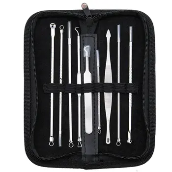 

9 Pcs/Set Stainless Steel Acne Needle Strong Sturdy Needle Protective Rubber Sleeve Remove Blackheads Squeeze Acne Tool