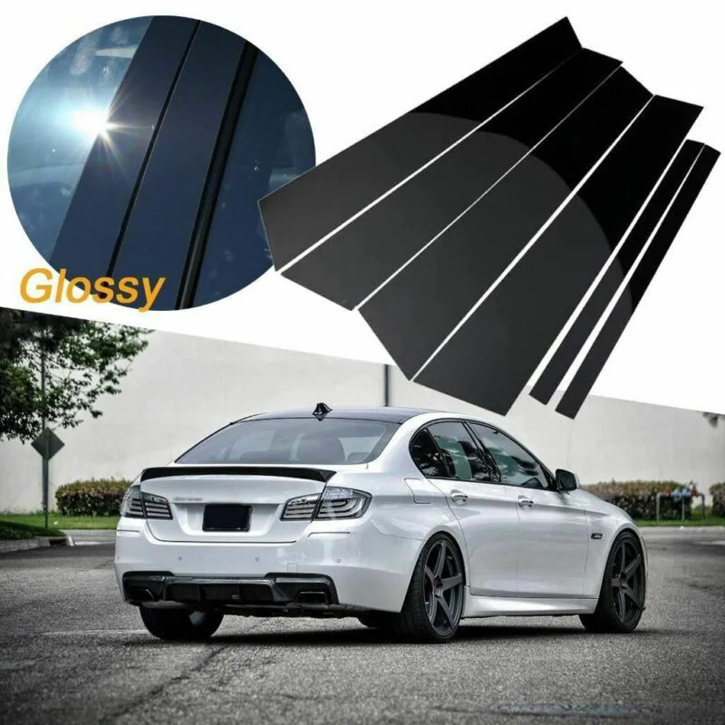 6 шт./компл. черная обшивка дверных колонн для BMW 5 серии F10 2011 2017 внешние аксессуары