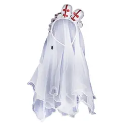 Украшения костюмов на Хэллоуин, декоративная сетка с черепом, сшитая повязка на голову невесты для вечеринки на Хэллоуин, аксессуары для