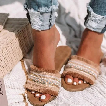 

Women Slippers 2020 Summer New Rome Retro Sandals Flat Casual Shoes Female Slip on Slides Woman Shoes Plus Size