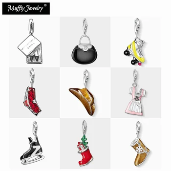 

Cowboy Stetson Hat Ice Skate Shoe Bag Dirndl Charm Europe Good Jewelry For Women,2020 Dress Gift In Sterling Silver Fit Bracelet