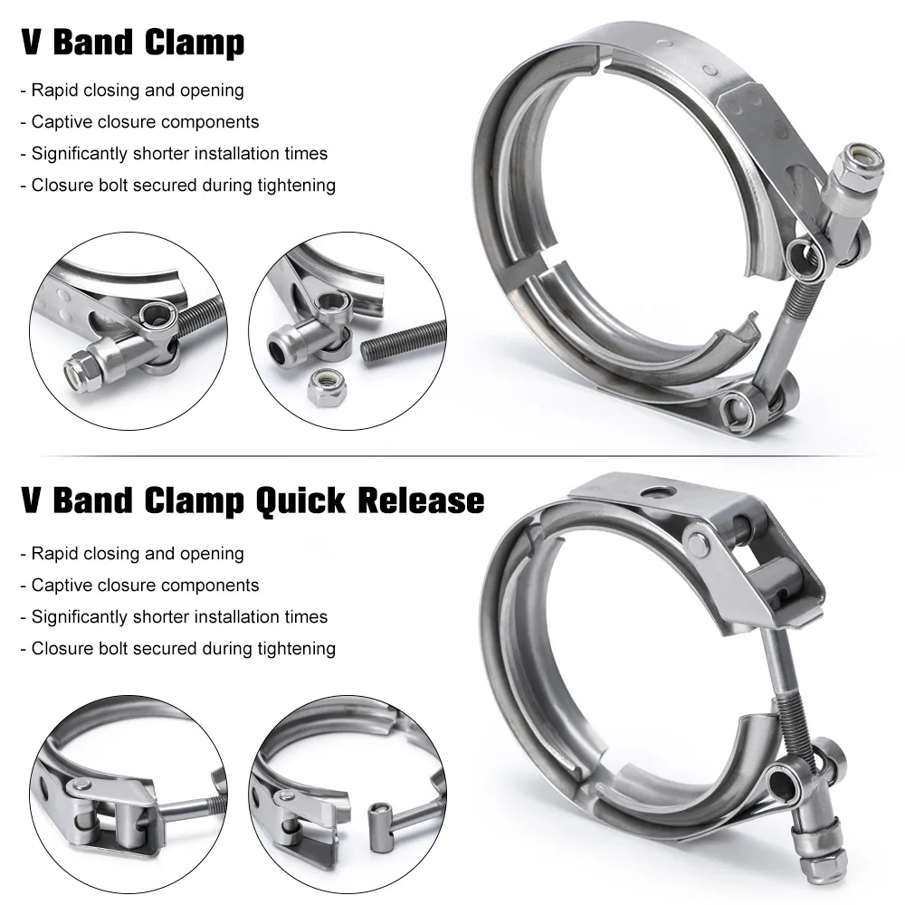 VR-2.5" STAINLESS STEEL 304 TURBO/INTERCOOLER/DOWNPIPE/DOWN PIPE/HOSE NORMAL OR QUICK RELEASE V Band CLAMP VCN25/VCQ25