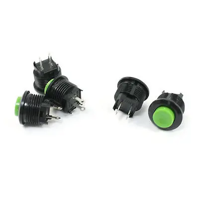 

5 Pcs Green Flat Head 2 Pin SPST Momentary Push Button Switch