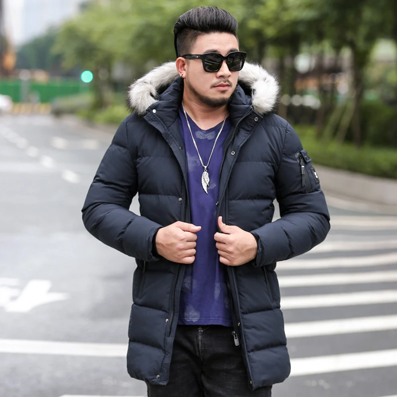 New Design 2019 Plus size  Long Winter Men Jacket With Fur Hood Men's Clothing Casual Jackets Thickening Parkas Male Coat