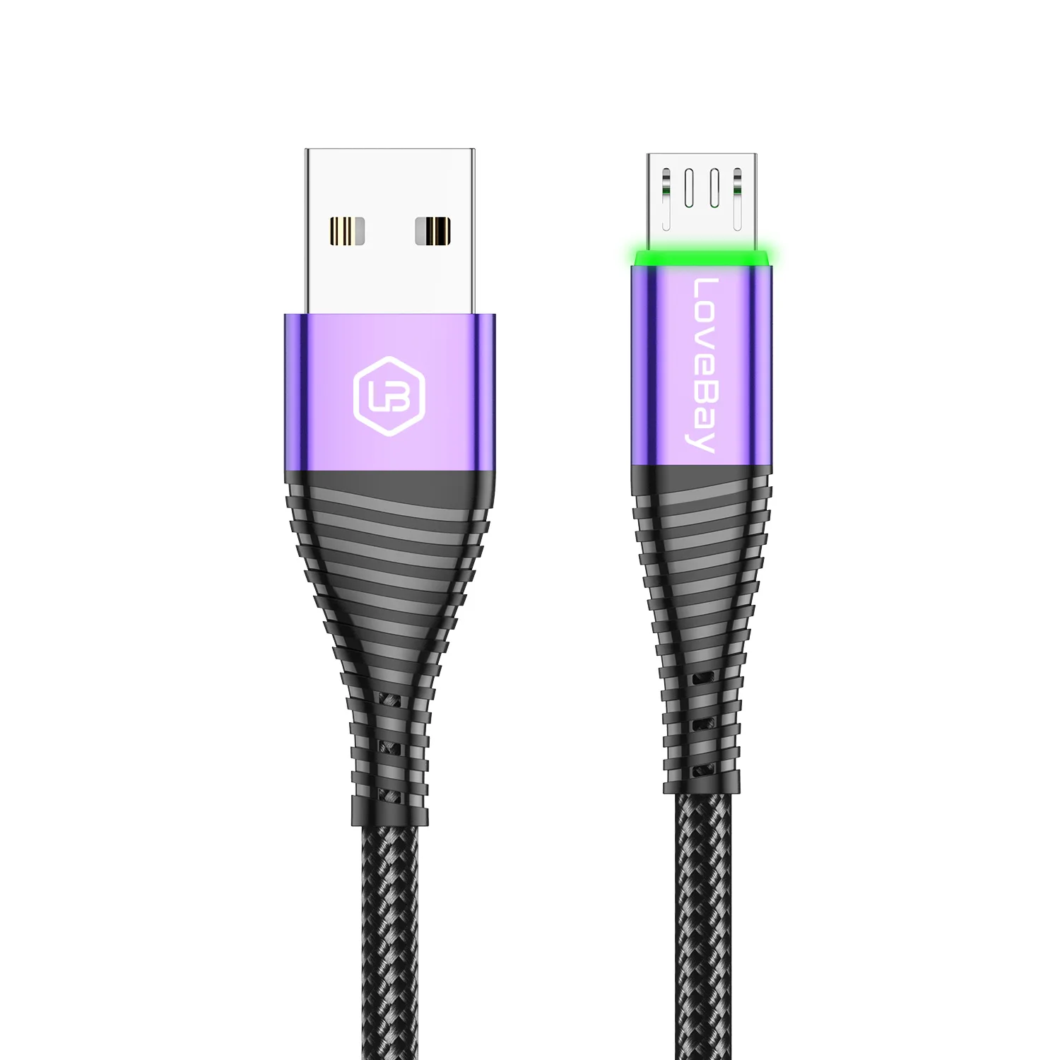 Lovebay Micro USB кабель 3A кабель передачи данных для быстрой зарядки шнур для мобильного телефона USB Micro зарядный шнур QC4.0 зарядное устройство освещение кабель - Цвет: Purple